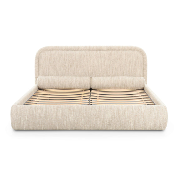 Murielle Taupe Textured Boucle Queen Bed