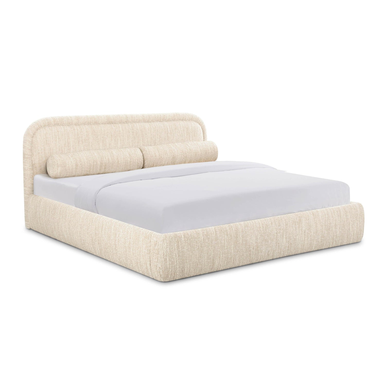 Murielle Taupe Textured Boucle King Bed
