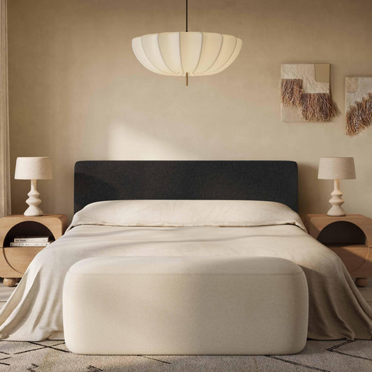 Isla Charcoal Textured Velvet Queen Bed