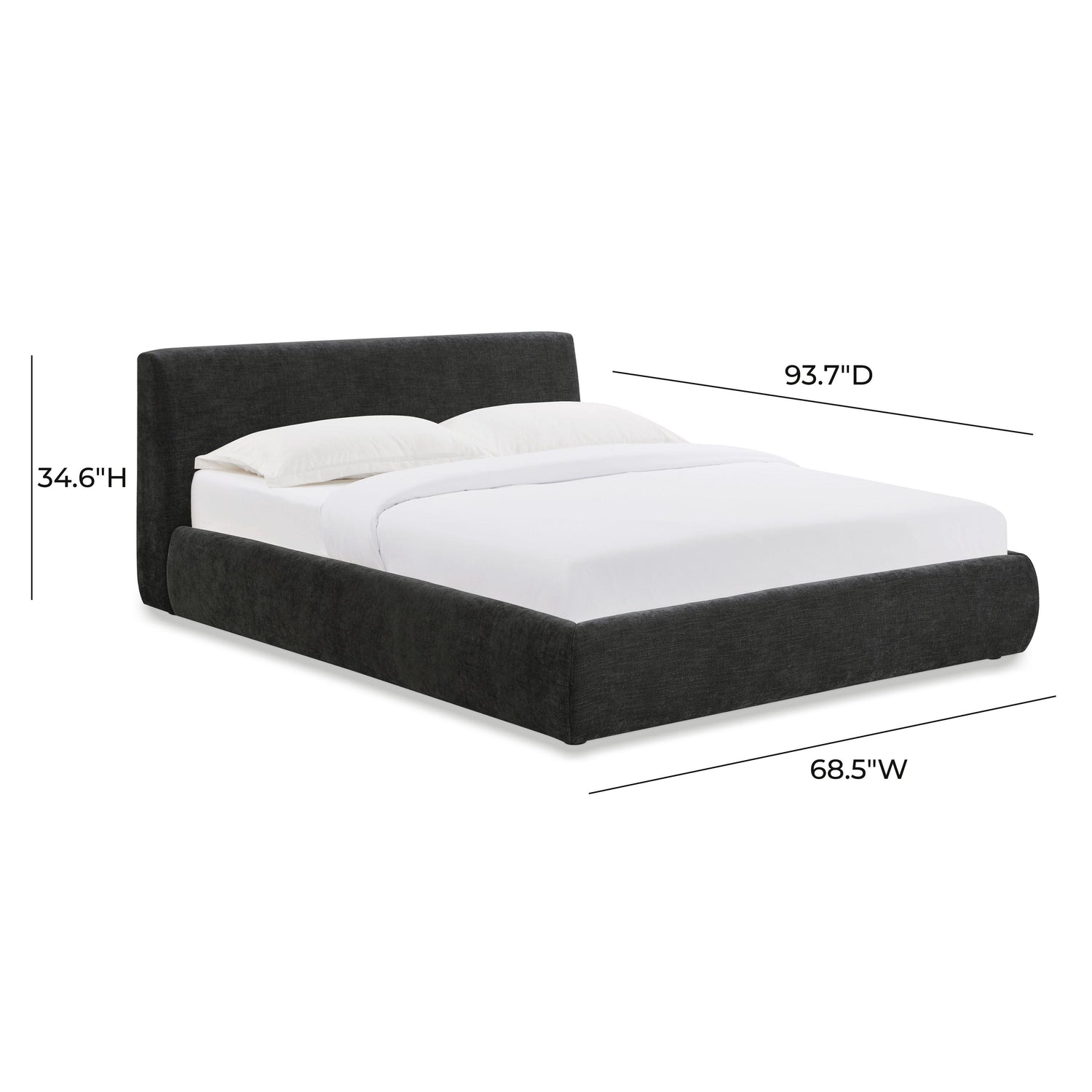 Isla Charcoal Textured Velvet Queen Bed