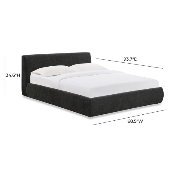 Isla Charcoal Textured Velvet Queen Bed