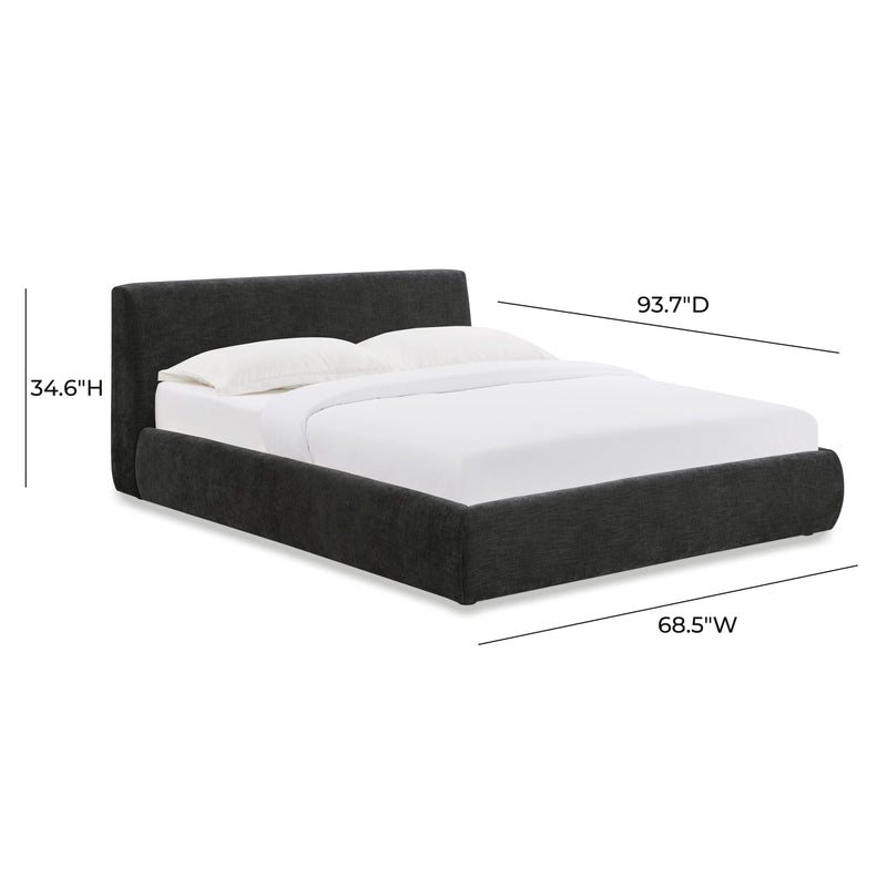 Isla Charcoal Textured Velvet Queen Bed