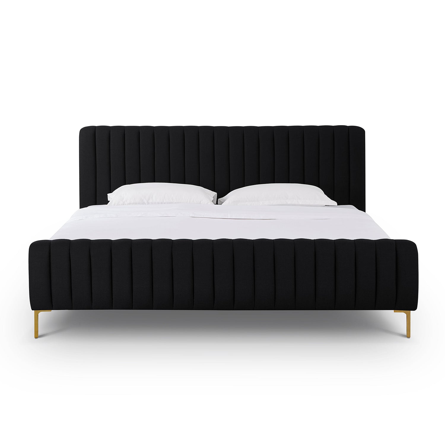 Angela Black Upcycled Linen King Bed