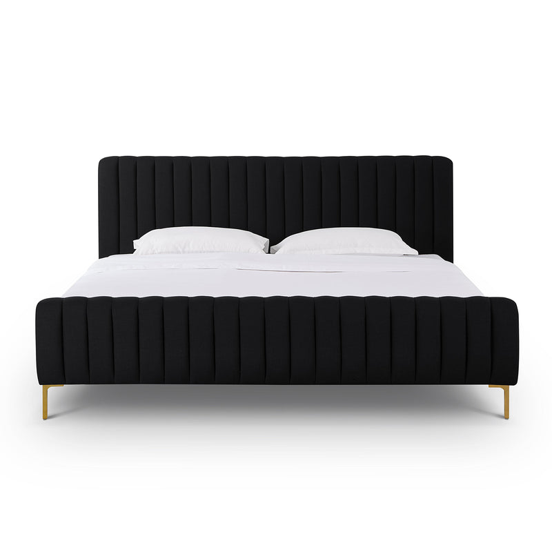 Angela Black Upcycled Linen King Bed