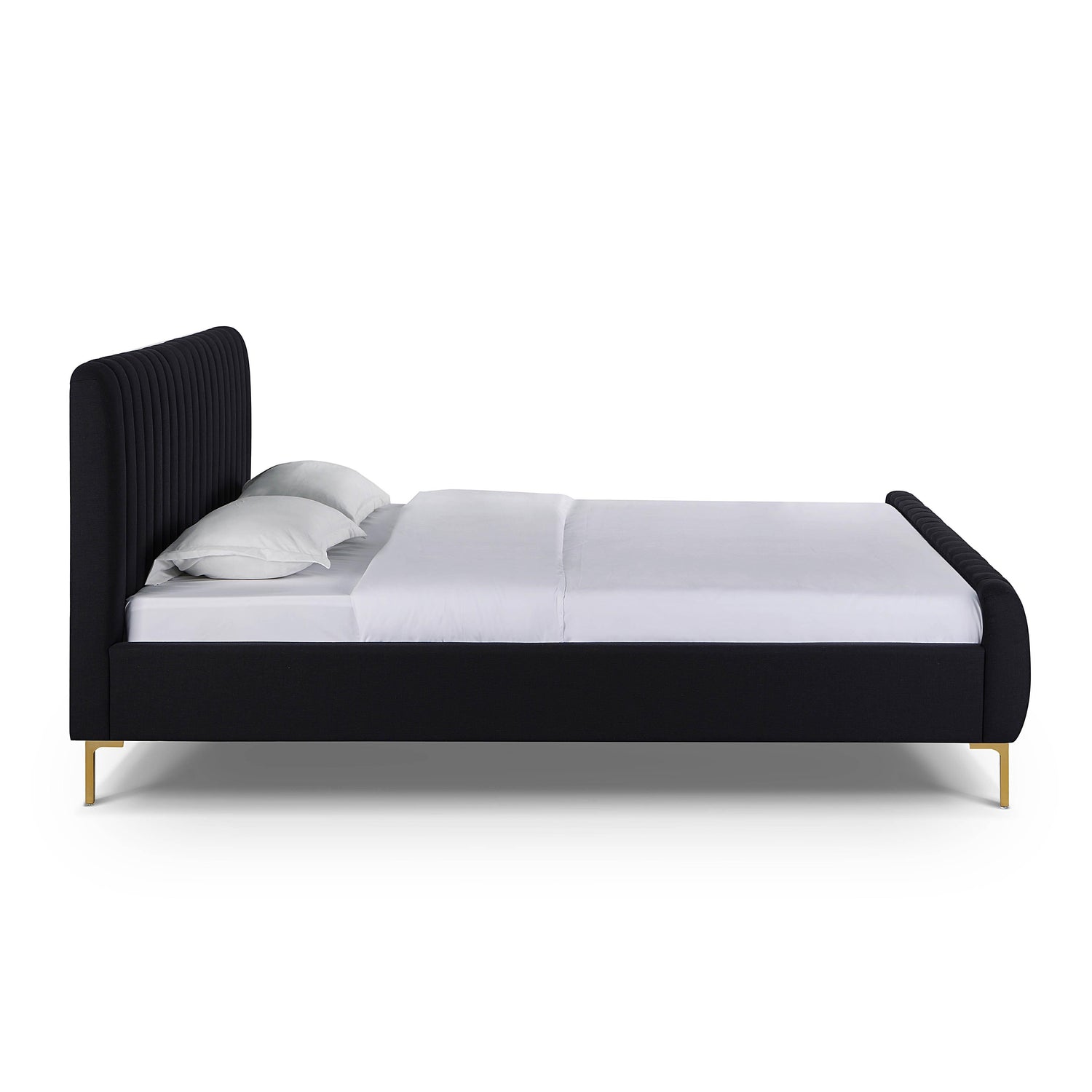 Angela Black Upcycled Linen King Bed