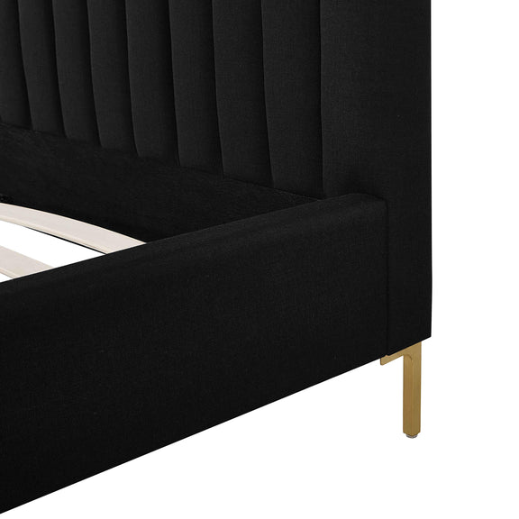 Angela Black Upcycled Linen King Bed