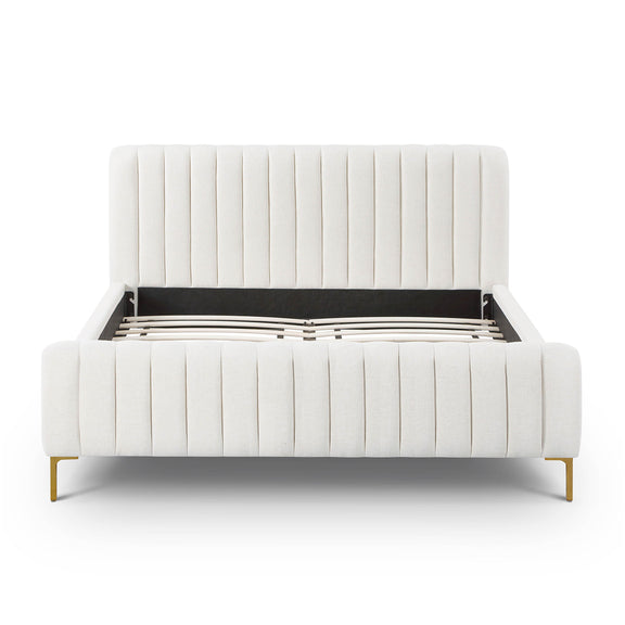 Angela Natural Upcycled Linen Queen Bed