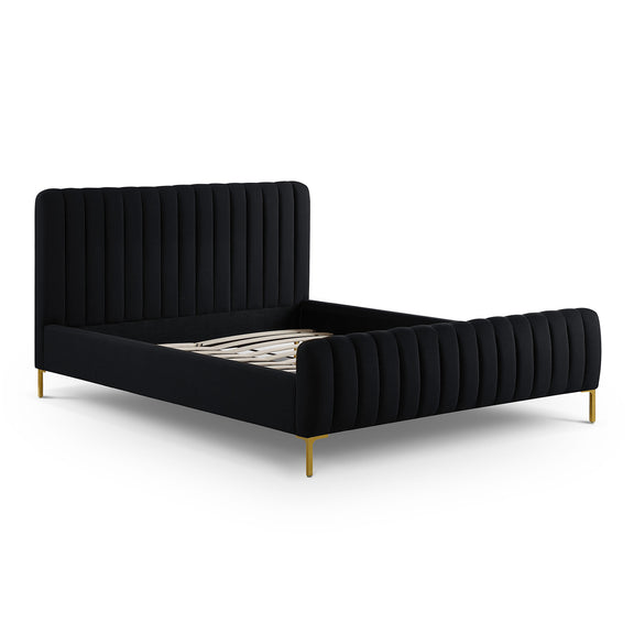 Angela Black Upcycled Linen Queen Bed
