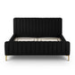 Angela Black Upcycled Linen Queen Bed