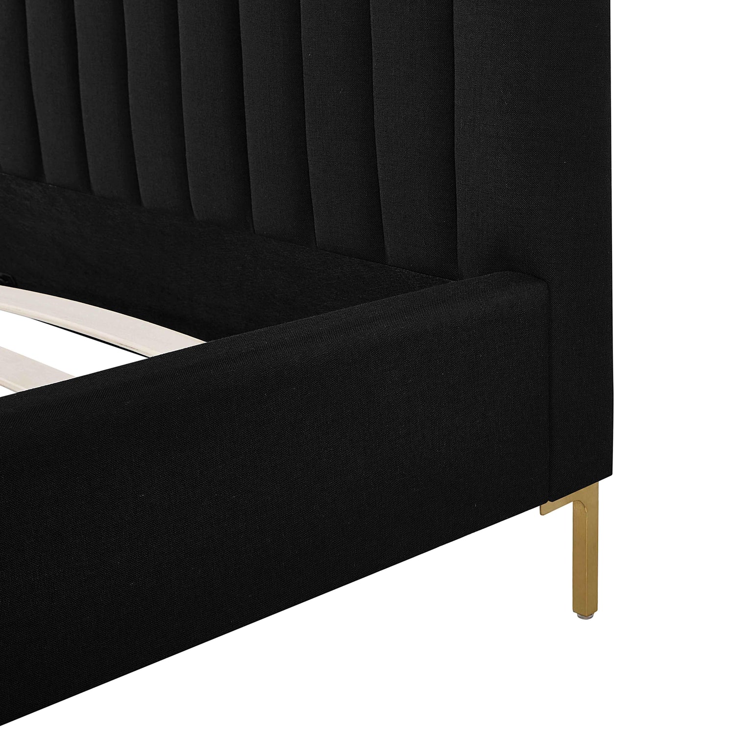 Angela Black Upcycled Linen Queen Bed