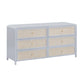 Patty 62" Rattan 6 Drawer Dresser - Blue