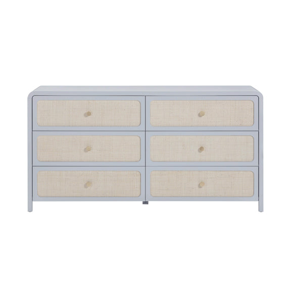 Patty 62" Rattan 6 Drawer Dresser - Blue
