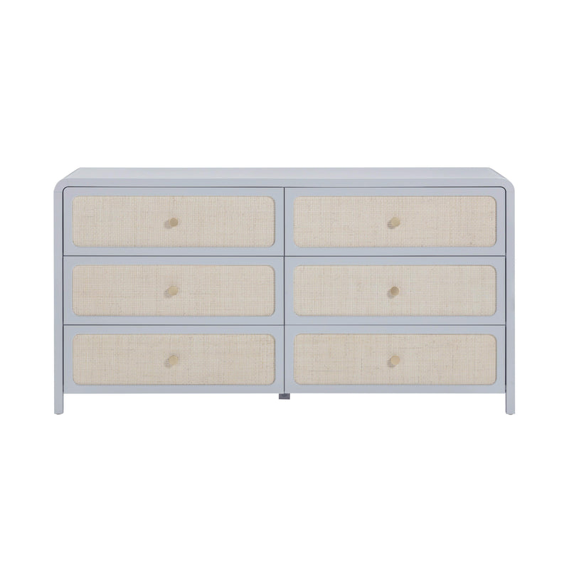 Patty 62" Rattan 6 Drawer Dresser - Blue