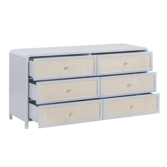 Patty 62" Rattan 6 Drawer Dresser - Blue