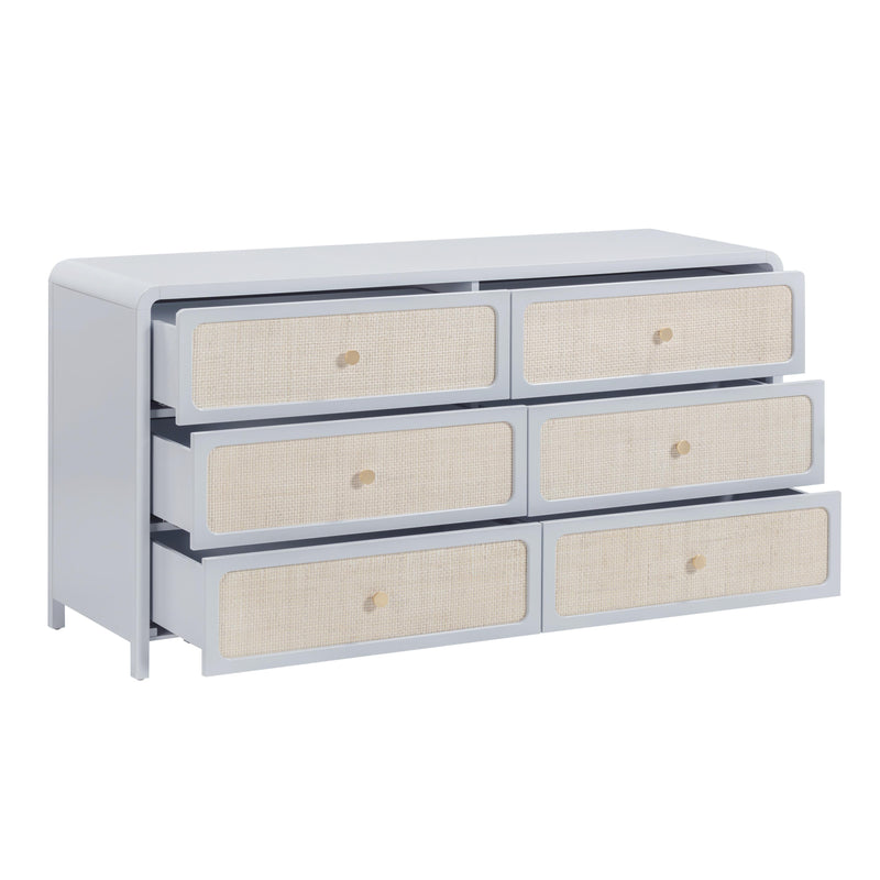 Patty 62" Rattan 6 Drawer Dresser - Blue