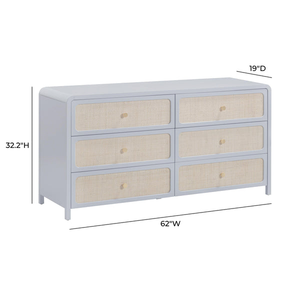 Patty 62" Rattan 6 Drawer Dresser - Blue