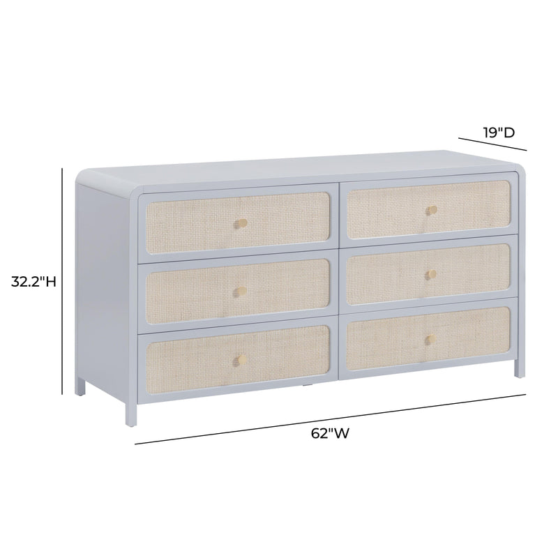 Patty 62" Rattan 6 Drawer Dresser - Blue