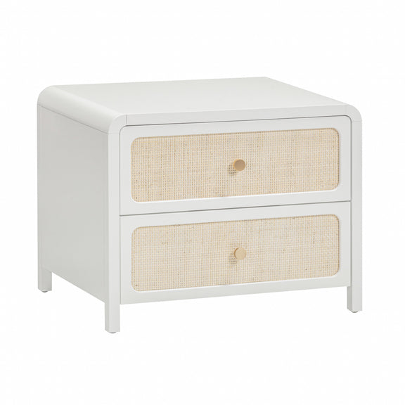 Patty 28" Rattan 2 Drawer Nightstand - White
