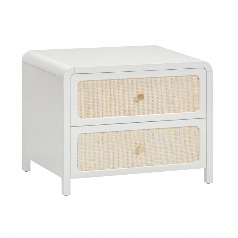 Patty 28" Rattan 2 Drawer Nightstand - White