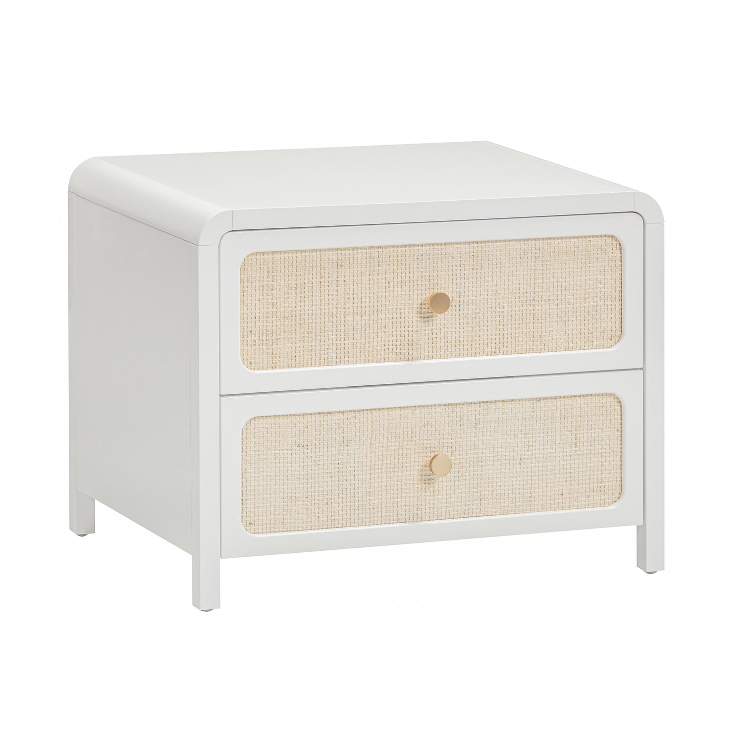 Patty 28" Rattan 2 Drawer Nightstand - White