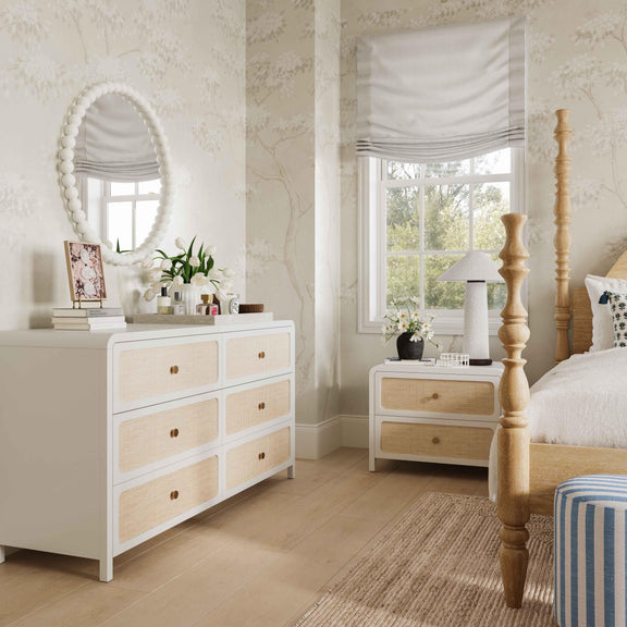 Patty 28" Rattan 2 Drawer Nightstand - White