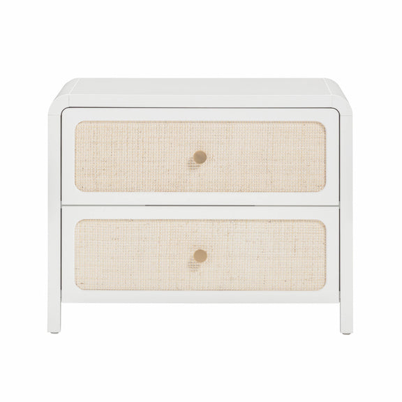 Patty 28" Rattan 2 Drawer Nightstand - White