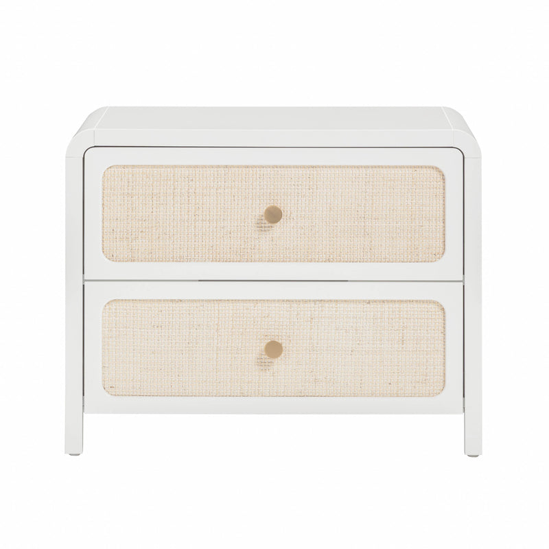 Patty 28" Rattan 2 Drawer Nightstand - White