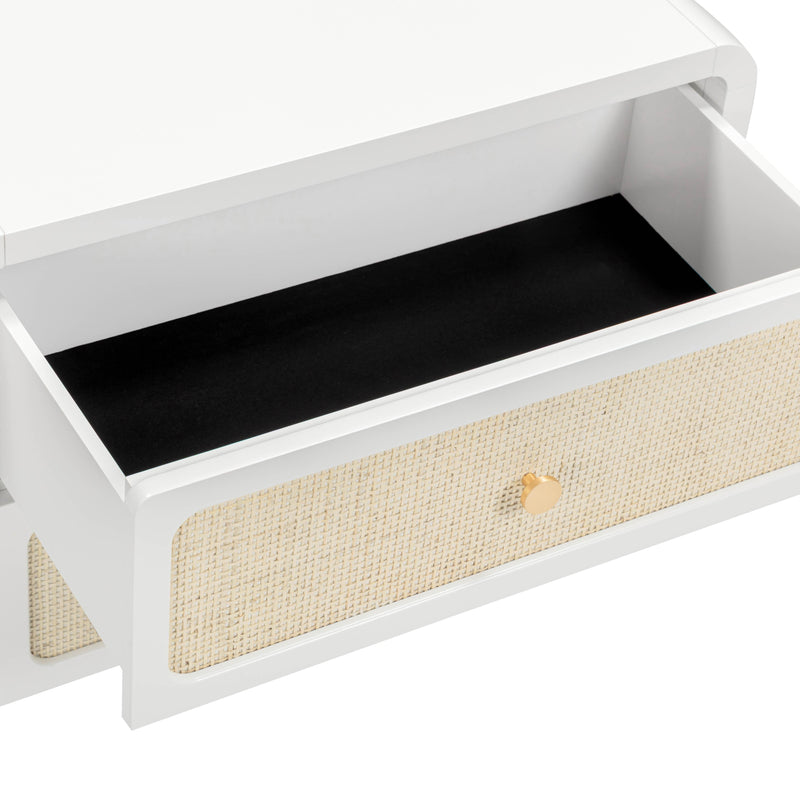 Patty 28" Rattan 2 Drawer Nightstand - White