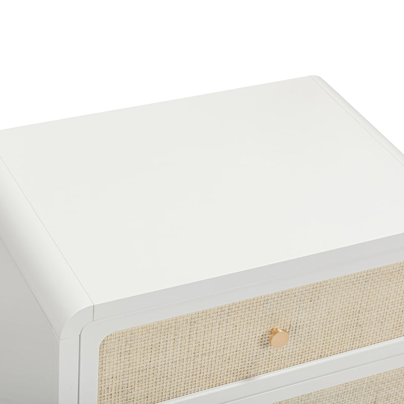 Patty 28" Rattan 2 Drawer Nightstand - White