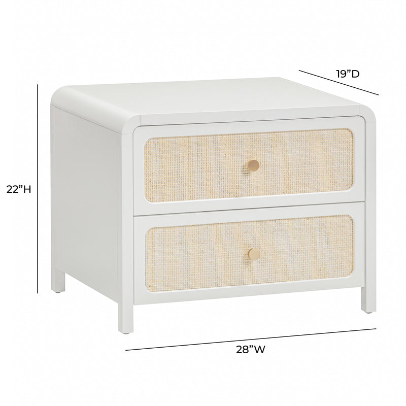 Patty 28" Rattan 2 Drawer Nightstand - White