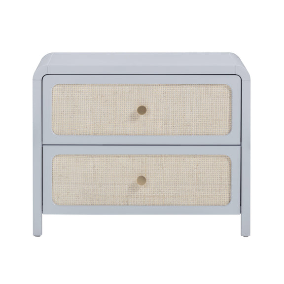 Patty 28" Rattan 2 Drawer Nightstand - Blue