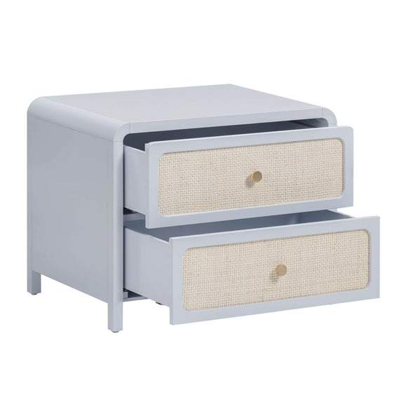 Patty 28" Rattan 2 Drawer Nightstand - Blue