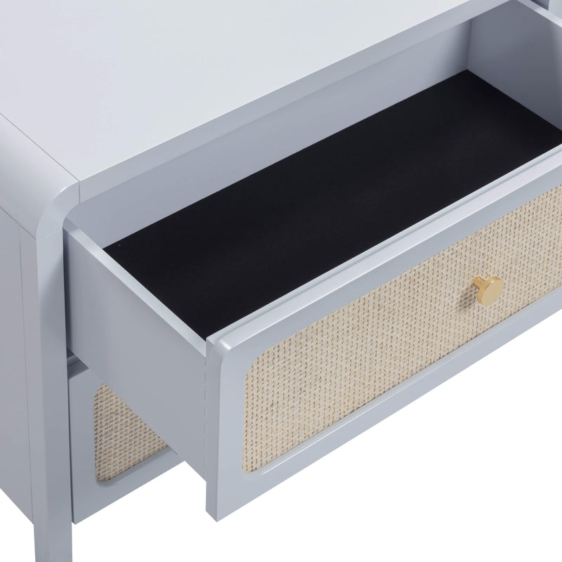 Patty 28" Rattan 2 Drawer Nightstand - Blue