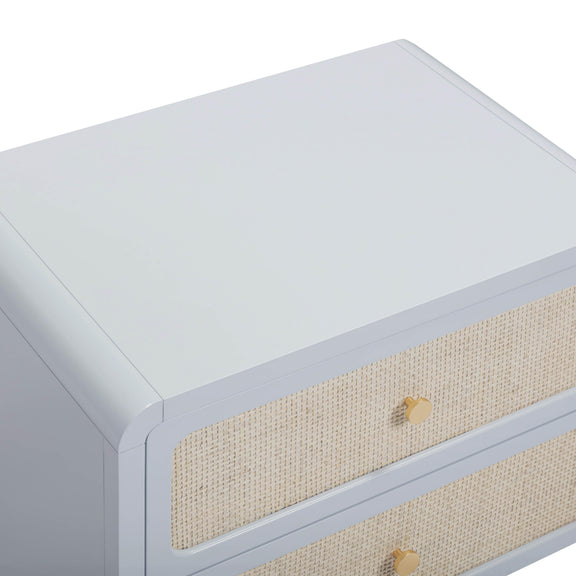 Patty 28" Rattan 2 Drawer Nightstand - Blue