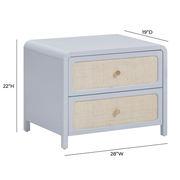 Patty 28" Rattan 2 Drawer Nightstand - Blue