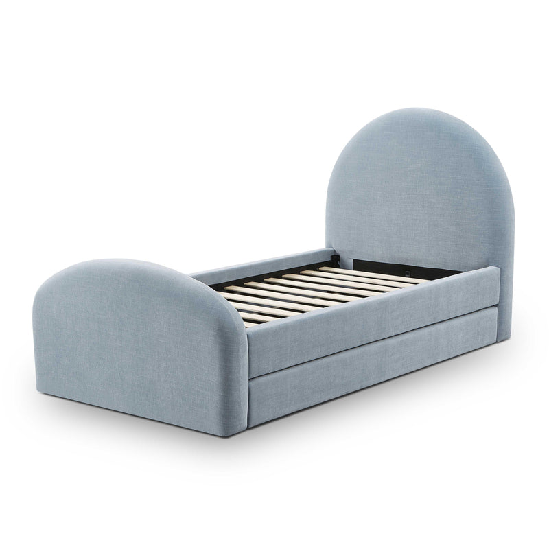 Moon Chambray Blue Performance Chenille Twin Trundle Bed