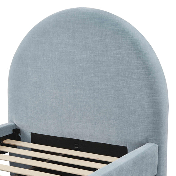 Moon Chambray Blue Performance Chenille Twin Trundle Bed