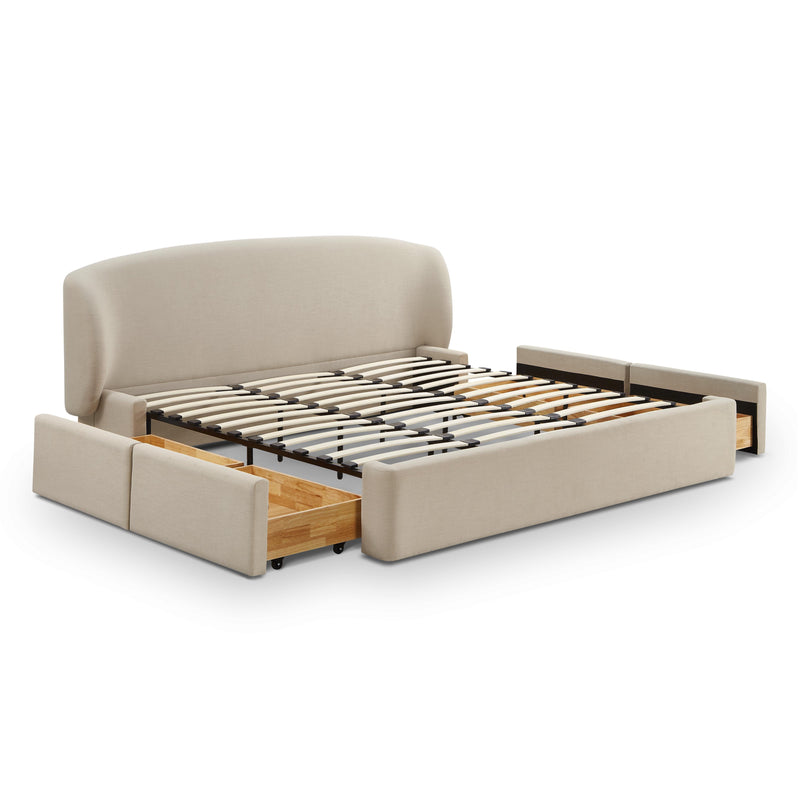 Corey Upcycled Performance Linen Storage Bed - Taupe