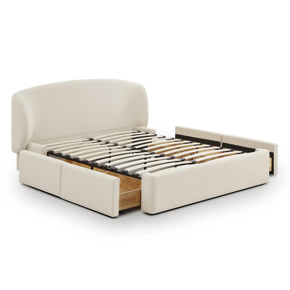 Corey Upcycled Performance Linen Storage Bed - Cream