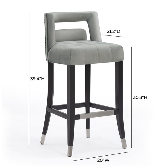 Hart Grey Velvet Bar Stool