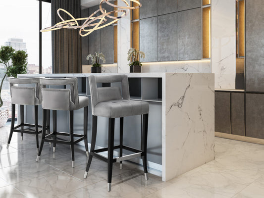 Hart Performance Velvet Stool - Grey / Counter Height