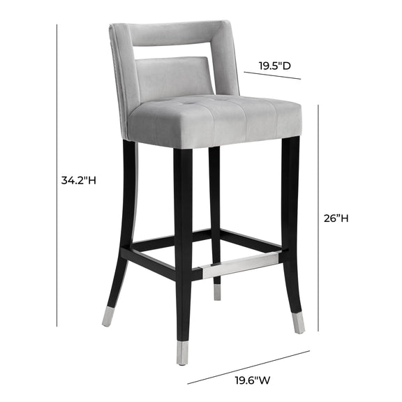Hart Performance Velvet Stool - Grey / Counter Height