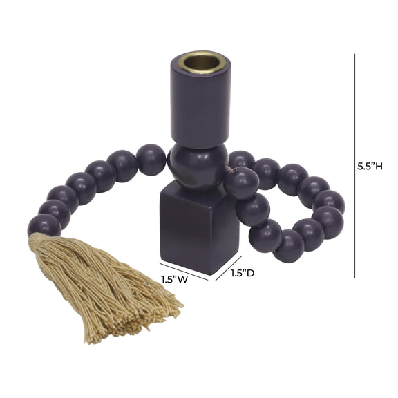Harrison Merlot Wooden Candlestick