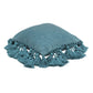 Stone 21" Washed Cotton Tasseled Square Throw Pillow Cover - Blue / With Insert