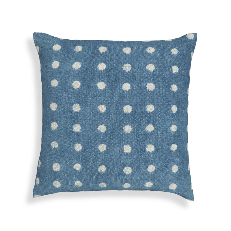 Indigo Dots 20" Cotton Square Throw Pillow Cover - Pillow Cover Only