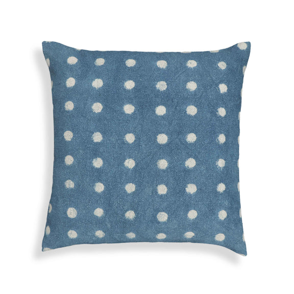 Indigo Dots 20" Cotton Square Throw Pillow Cover - With Insert