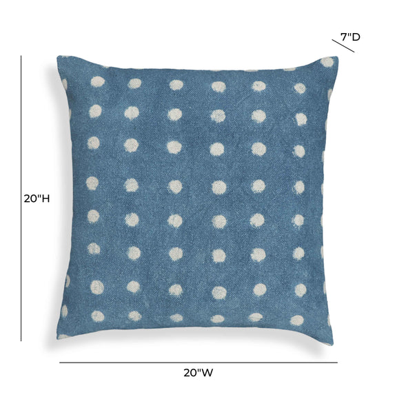 Indigo Dots 20" Cotton Square Throw Pillow Cover - With Insert