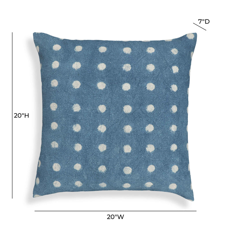 Indigo Dots 20" Cotton Square Throw Pillow Cover - With Insert