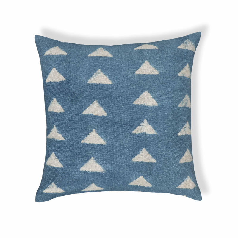 Indigo Triangles 20" Cotton Square Throw Pillow Cover - Pillow Cover Only