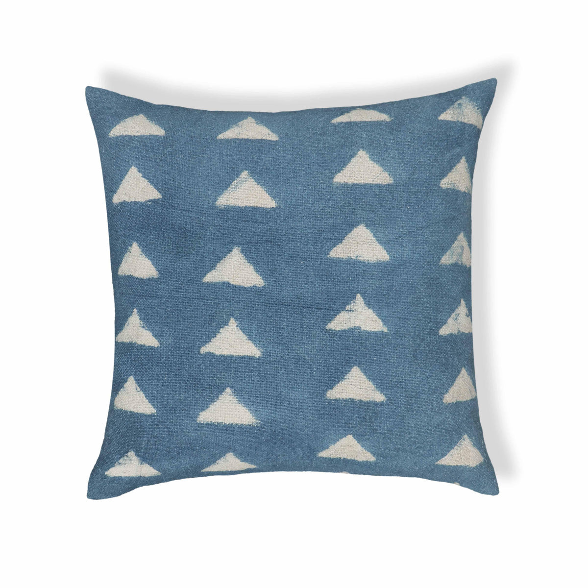 Indigo Triangles 20" Cotton Square Throw Pillow Cover - Pillow Cover Only